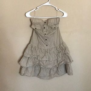 Sexy tan strapless dress